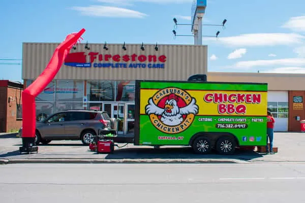 Carrubba's food trailer set up at a community fundraiser